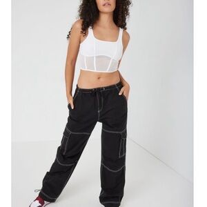 Garage Tanner Tie Up Cargo jet Black W/ White Contrast Stitch